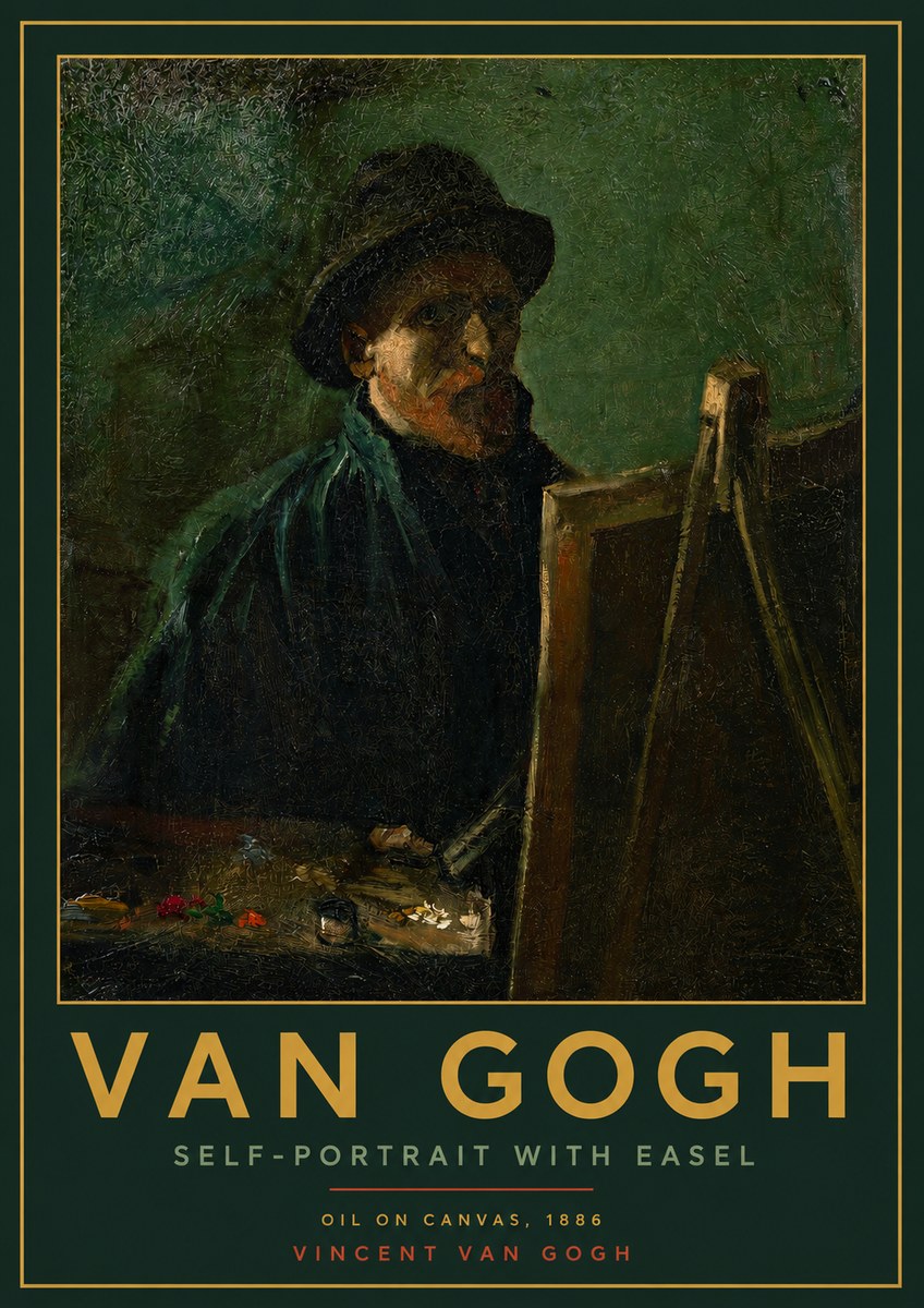 Van Gogh Self-portrait with Easel II No2 - Poster