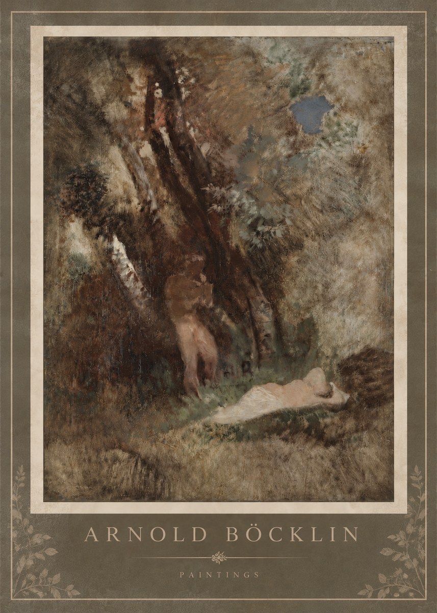 Arnold Böcklin Pan Frightening a Nymph No4 - Poster