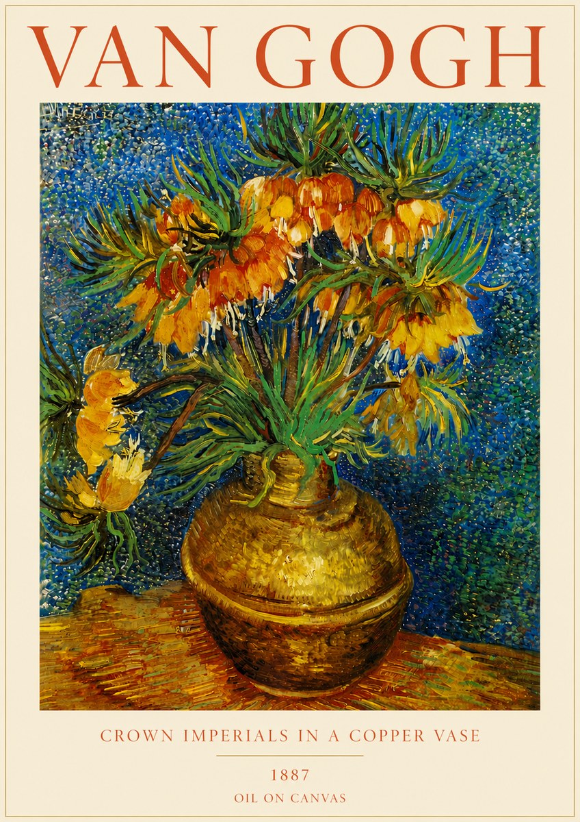 Van Gogh Crown Imperials in a Copper Vase No5 - Poster
