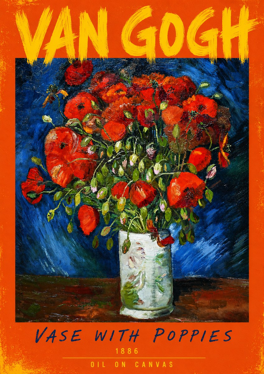 Van Gogh Vase with Poppies No3 - Poster