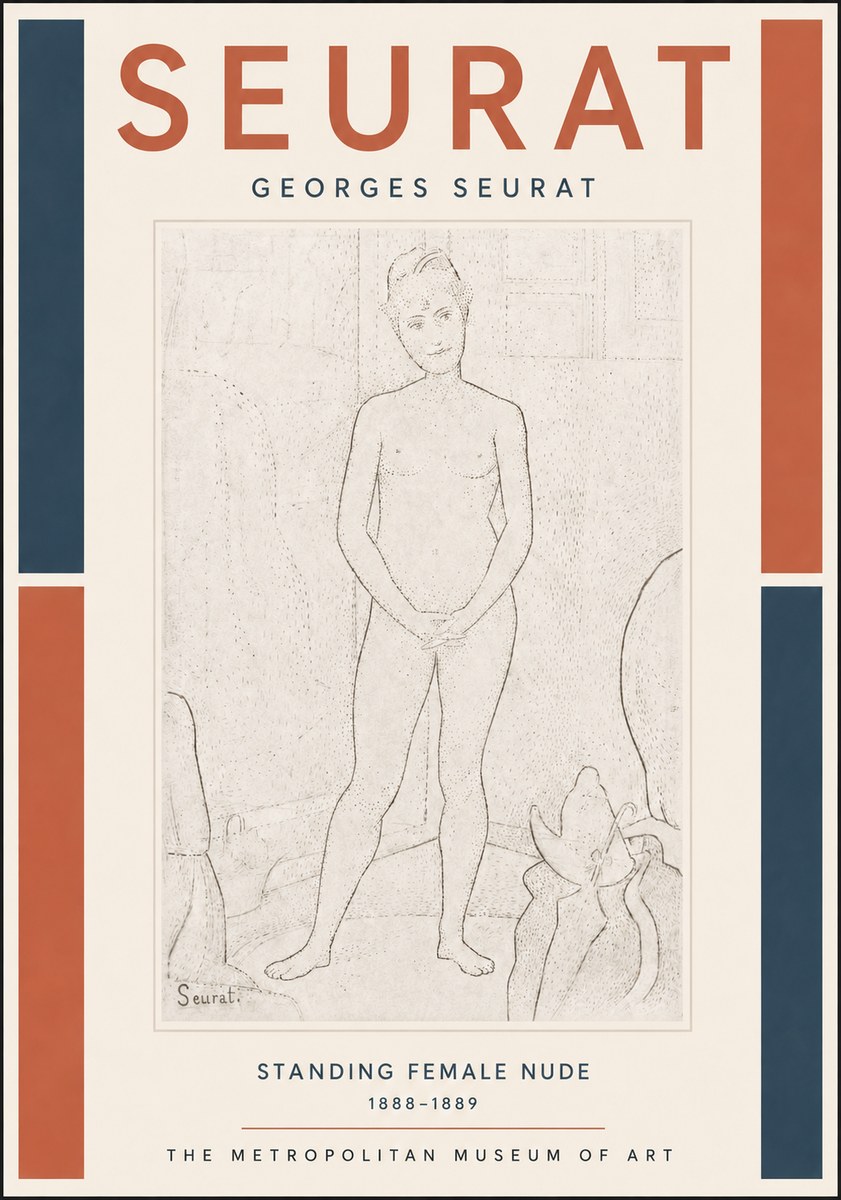 Seurat Standing Female Nude No5 - Poster