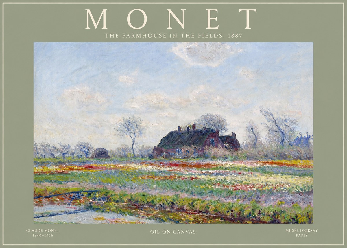 Monet The Farmhouse in the Fields No2 - Poster