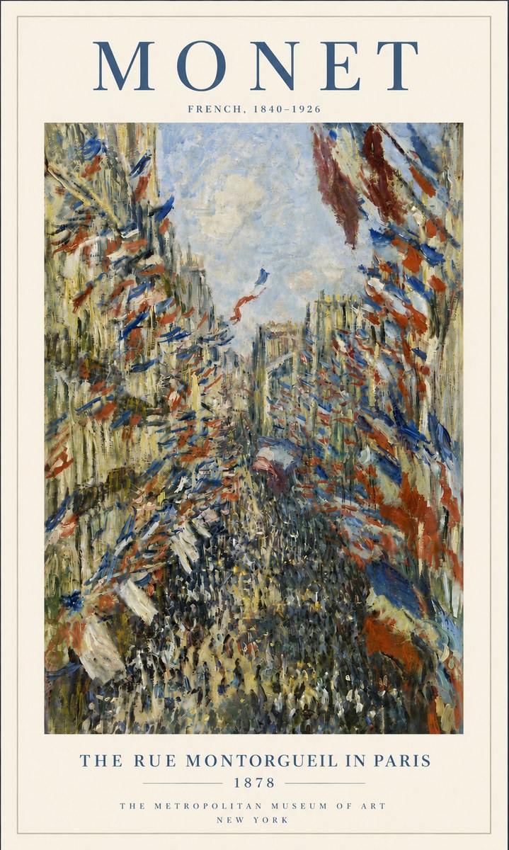Monet The Rue Montorgueil in Paris No5 - Poster