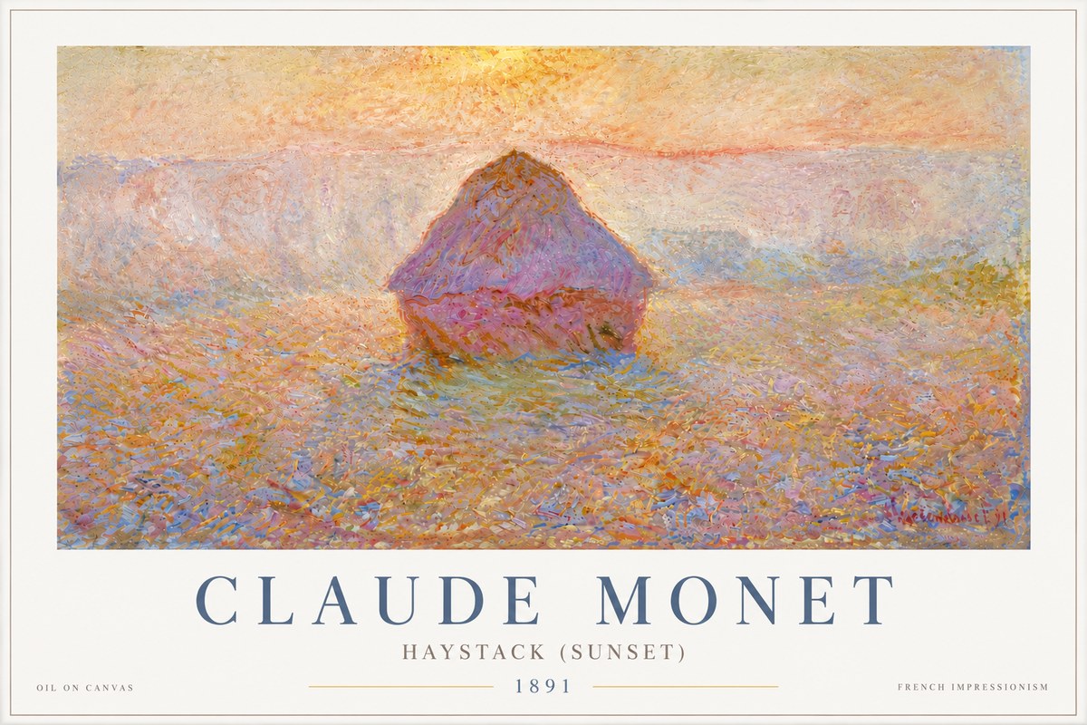 Monet Haystack (Sunset) No5 - Poster