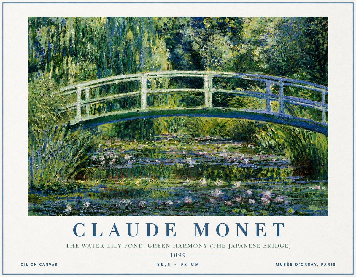 Monet The Water Lily Pond, Green Harmony (the Japanese Bridge) No6 - Poster