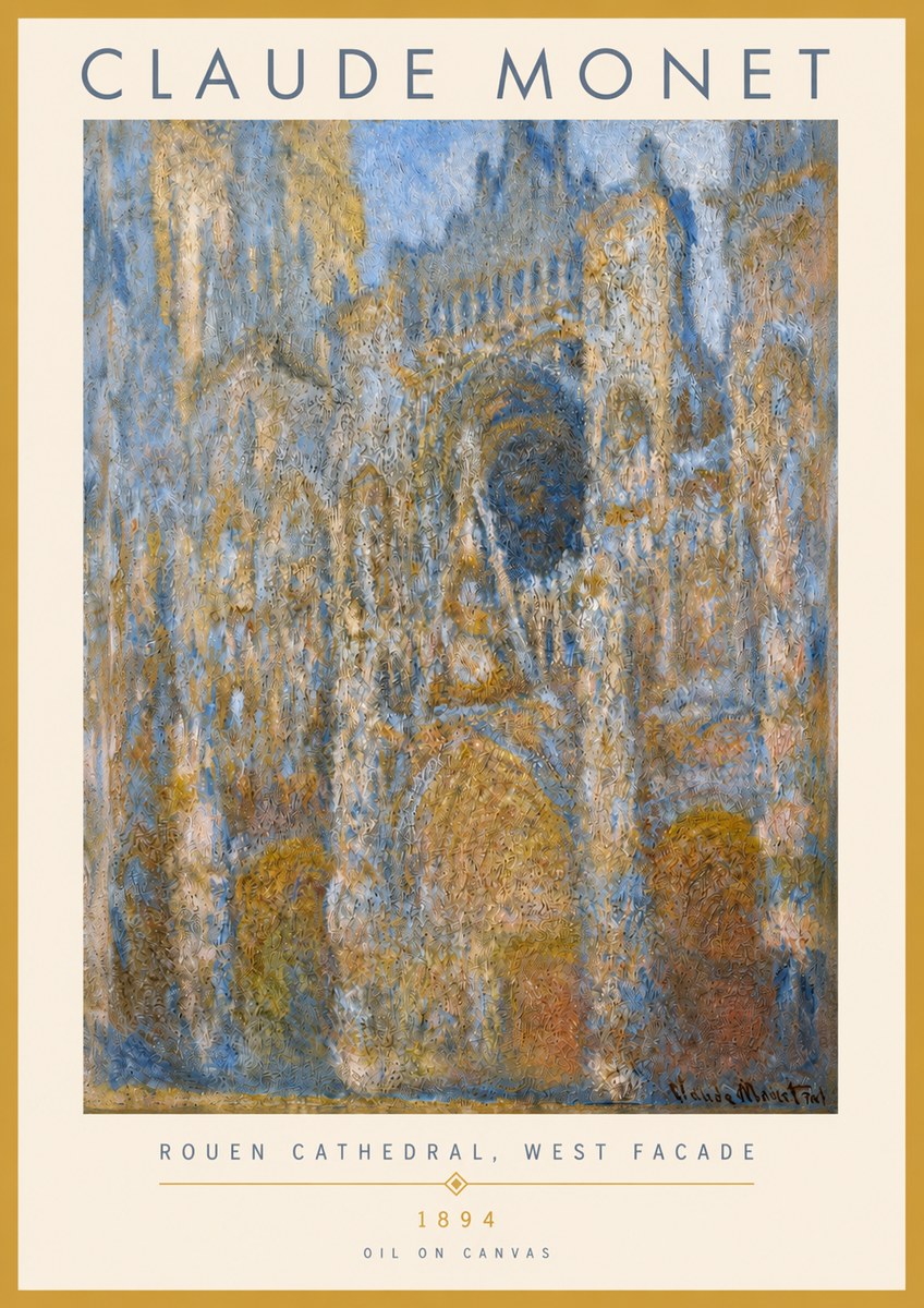 Monet Rouen Cathedral, West Facade No3 - Poster