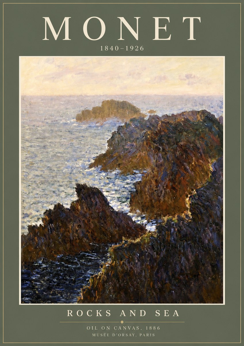 Monet Rocks and Sea No2 - Poster