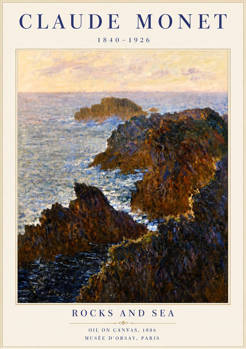 Monet Rocks and Sea No6 - Poster