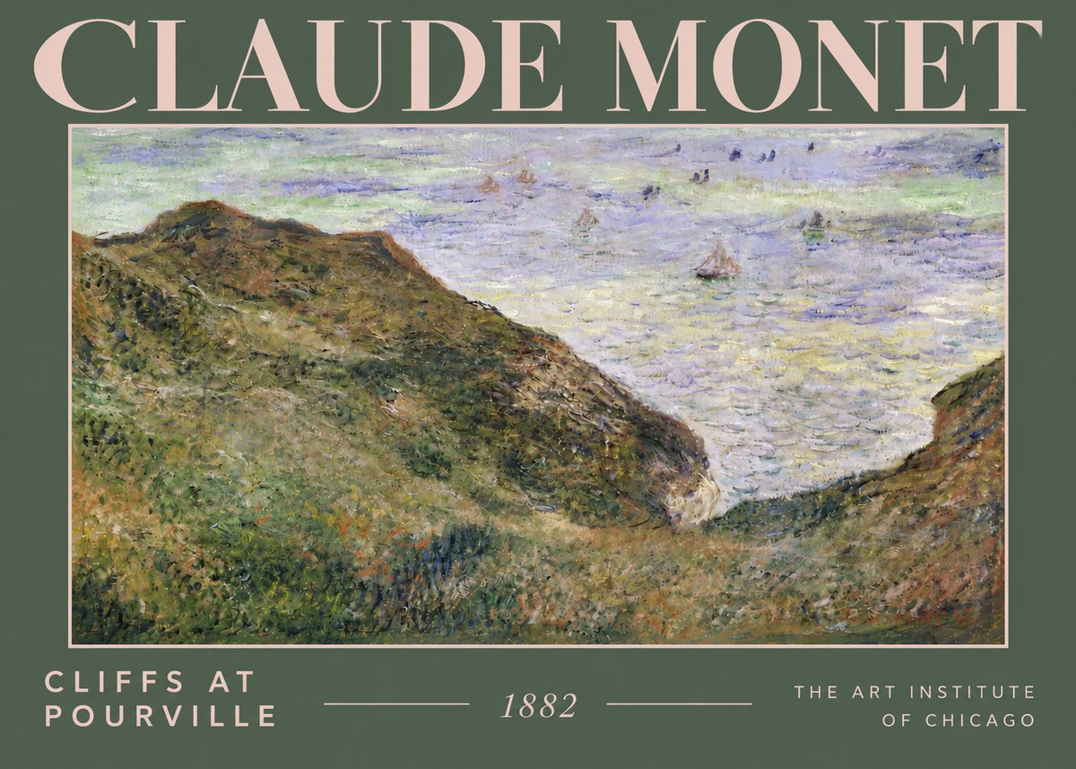 Monet Cliffs at Pourville II No4 - Poster