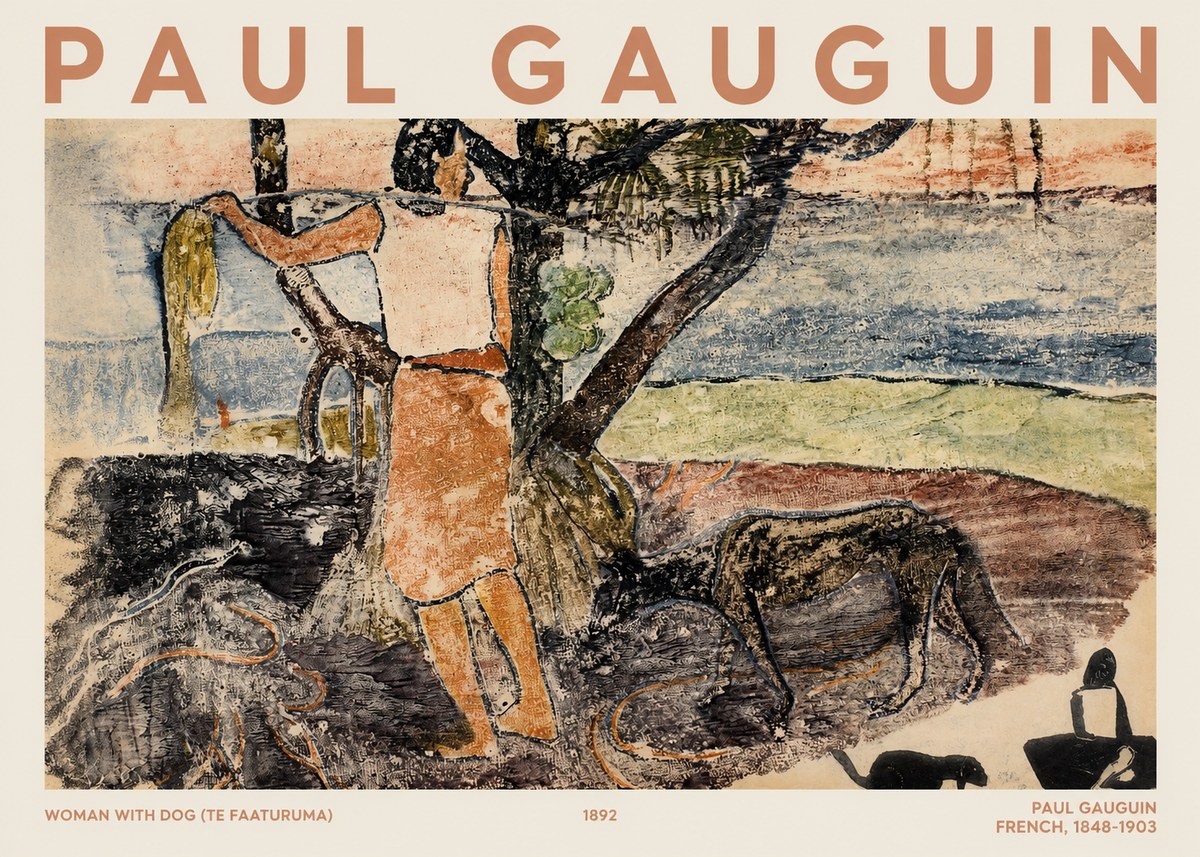 Paul Gauguin Woman with Dog (Te Faaturuma) No1 - Poster