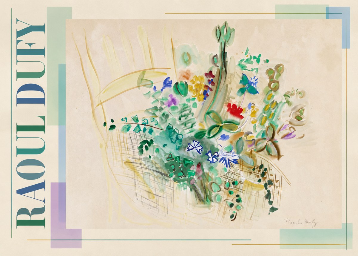 Raoul Dufy Bouquet in a Basket No3 - Poster