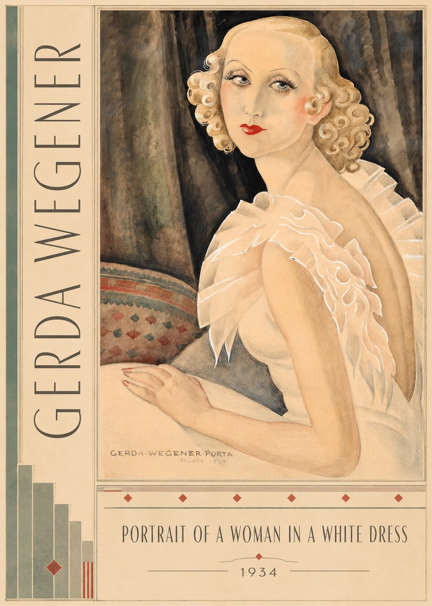 Gerda Wegener Portrait of a Woman in a White Dress No2 - Poster