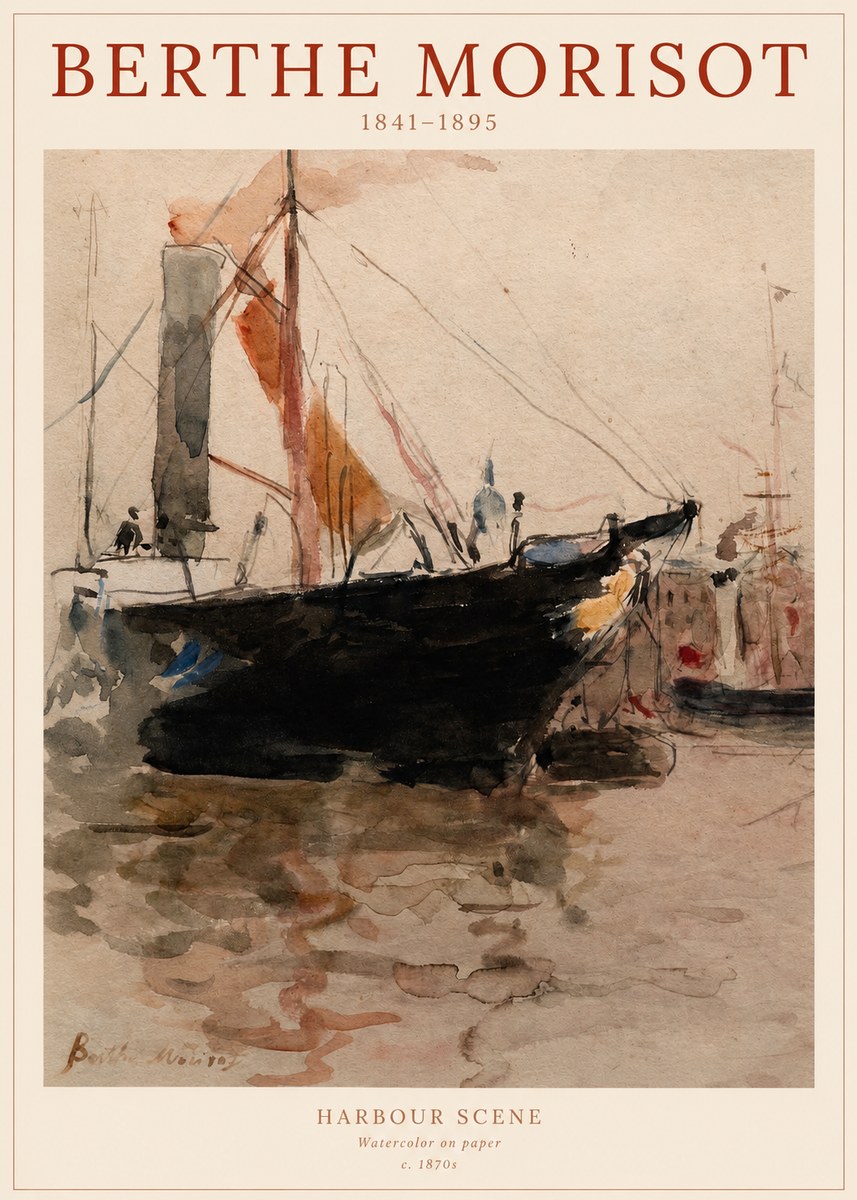 Berthe Morisot Harbour Scene No1 - Poster