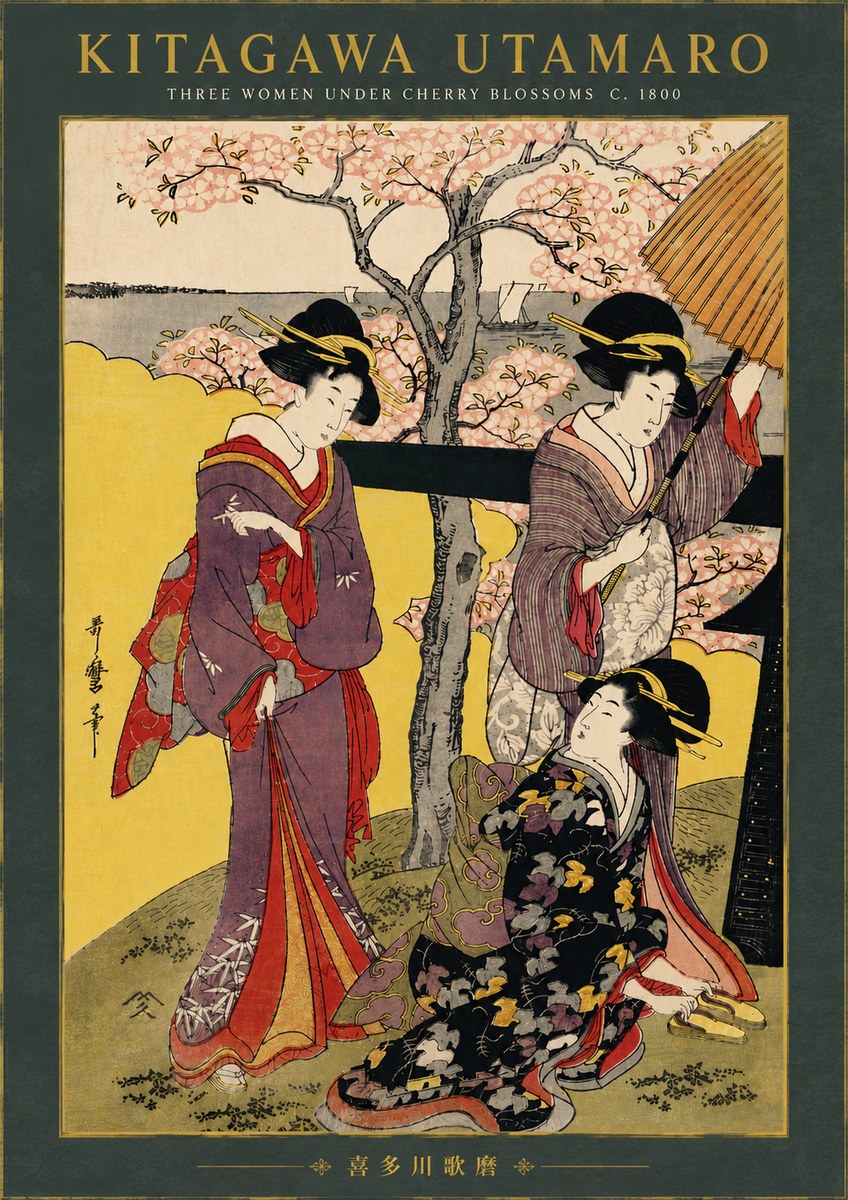 Kitagawa Utamaro Three Women Under Cherry Blossoms No6 - Poster