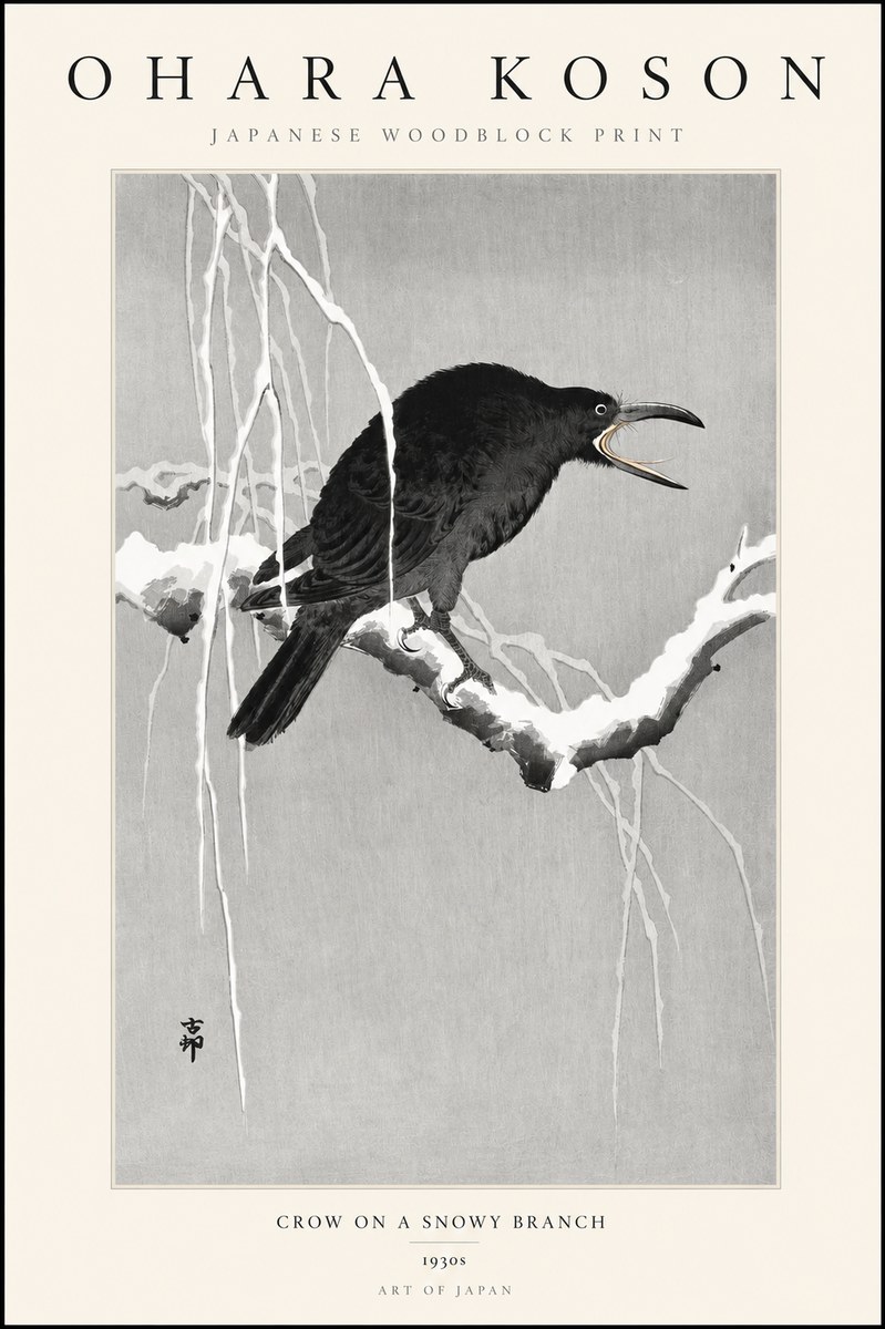 Ohara Koson Crow on a Snowy Branch II No3 - Poster
