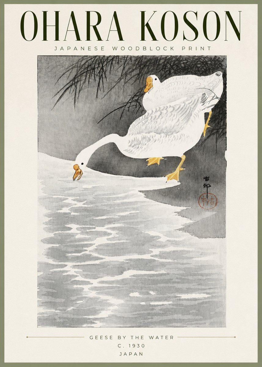 Ohara Koson Geese by the Water No2 - Poster