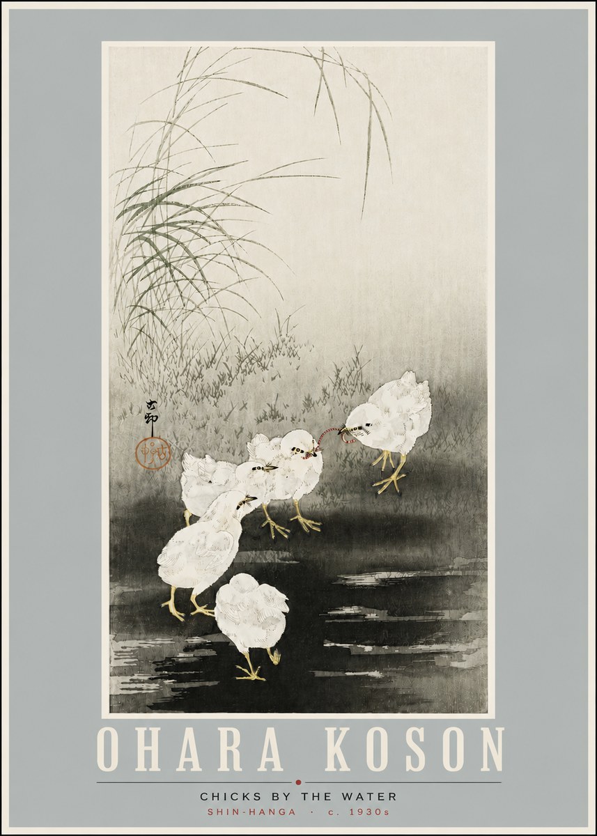 Ohara Koson Chicks by the Water No4 - Poster