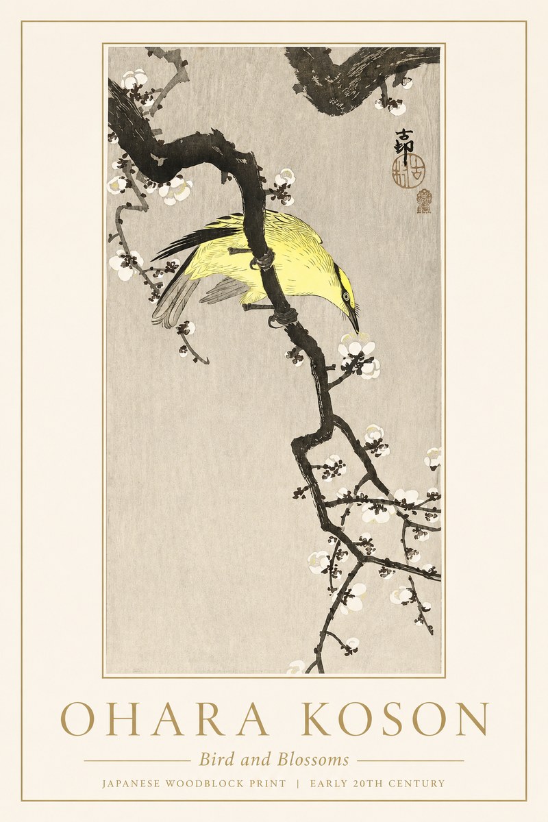 Ohara Koson Bird and Blossoms No1 - Poster