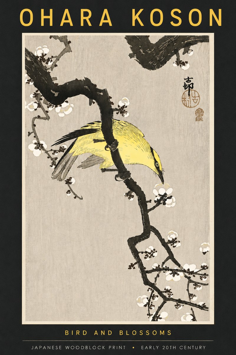 Ohara Koson Bird and Blossoms No5 - Poster