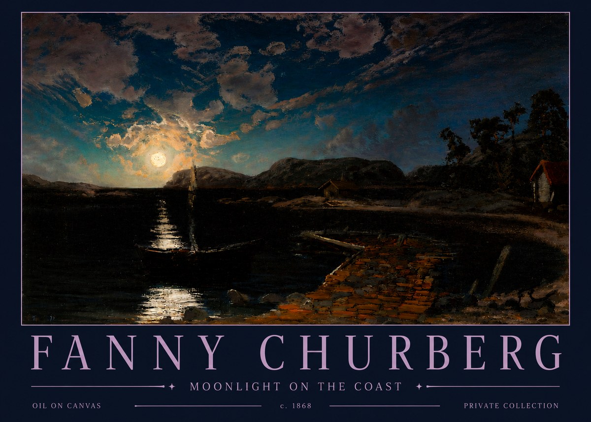 Fanny Churberg Moonlight on the Coast No3 - Poster