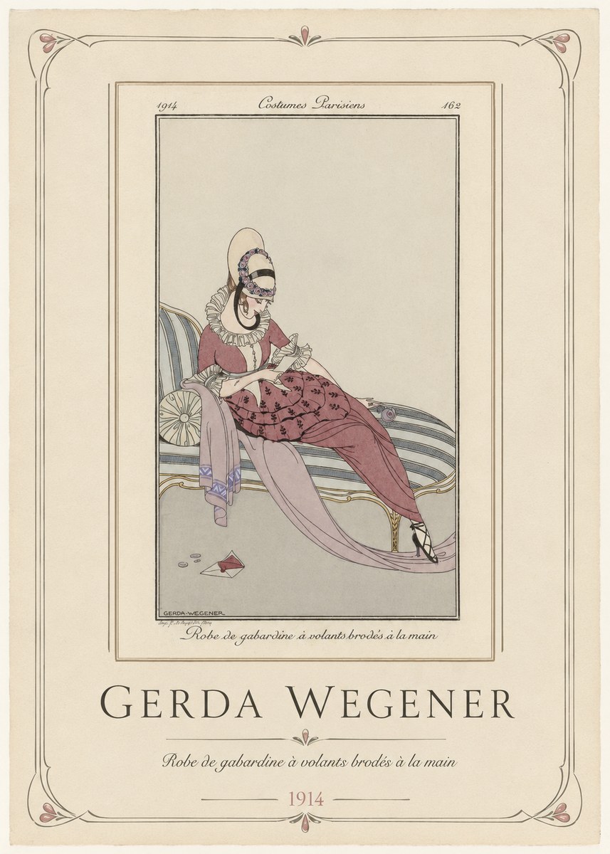 Gerda Wegener Robe De Gabardine À Volants Brodés À La Main I No1 - Poster