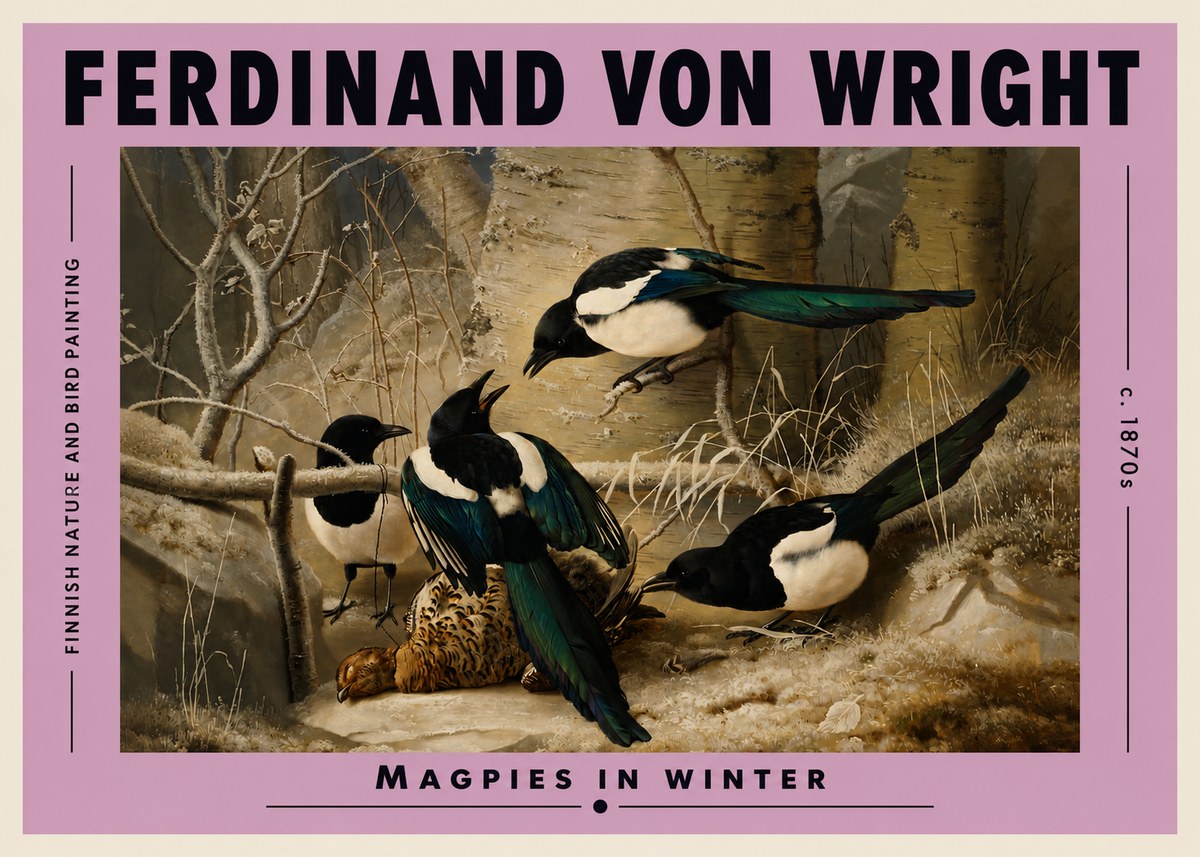 Ferdinand von Wright Magpies in Winter No3 - Poster