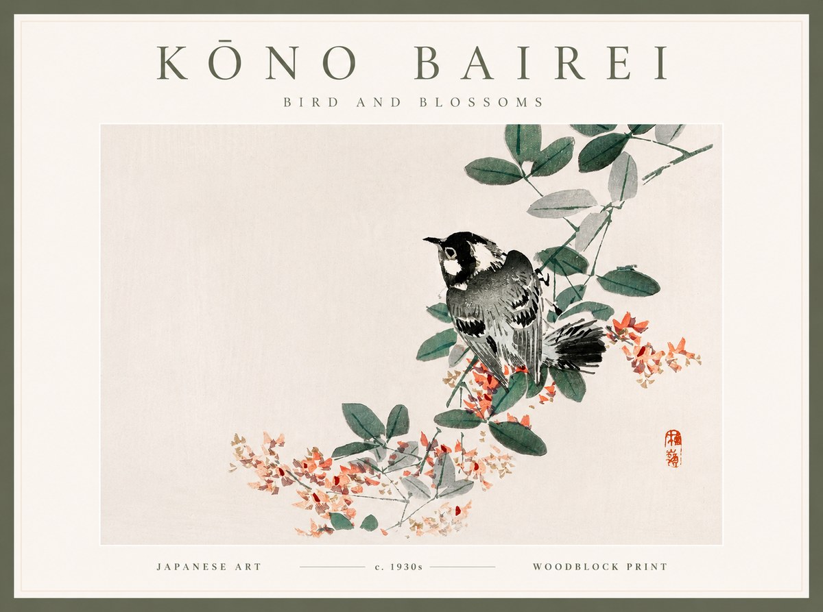 Kōno Bairei Bird and Blossoms No2 - Poster