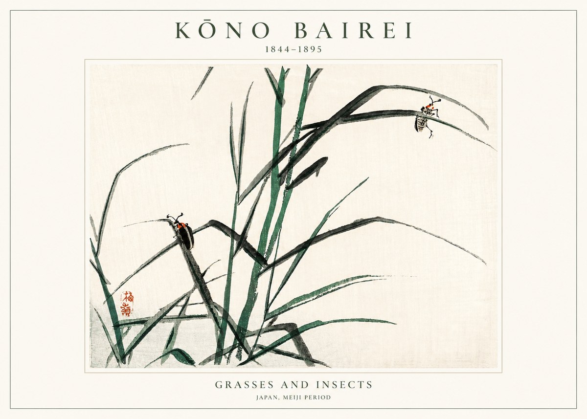 Kōno Bairei Grasses and Insects No1 - Poster