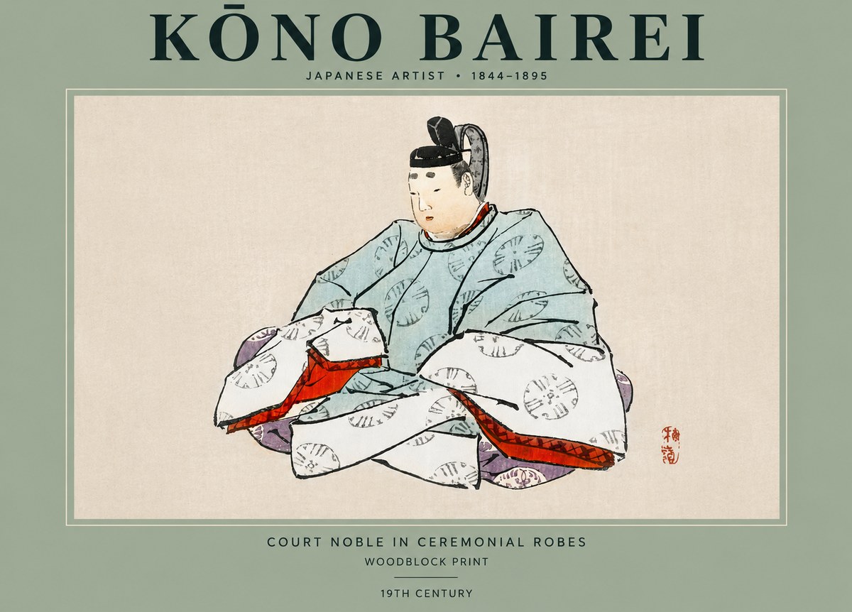 Kōno Bairei Court Noble in Ceremonial Robes No2 - Poster