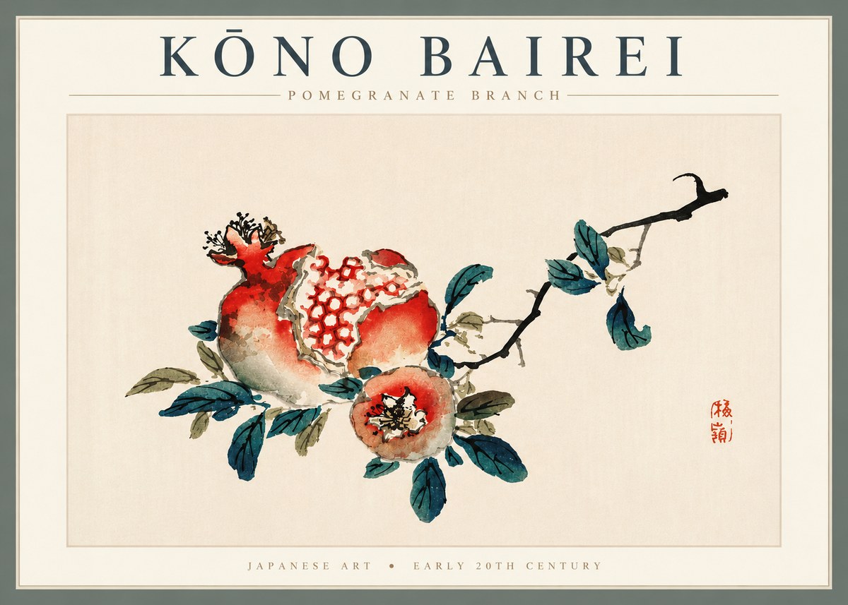 Kōno Bairei Pomegranate Branch No4 - Poster
