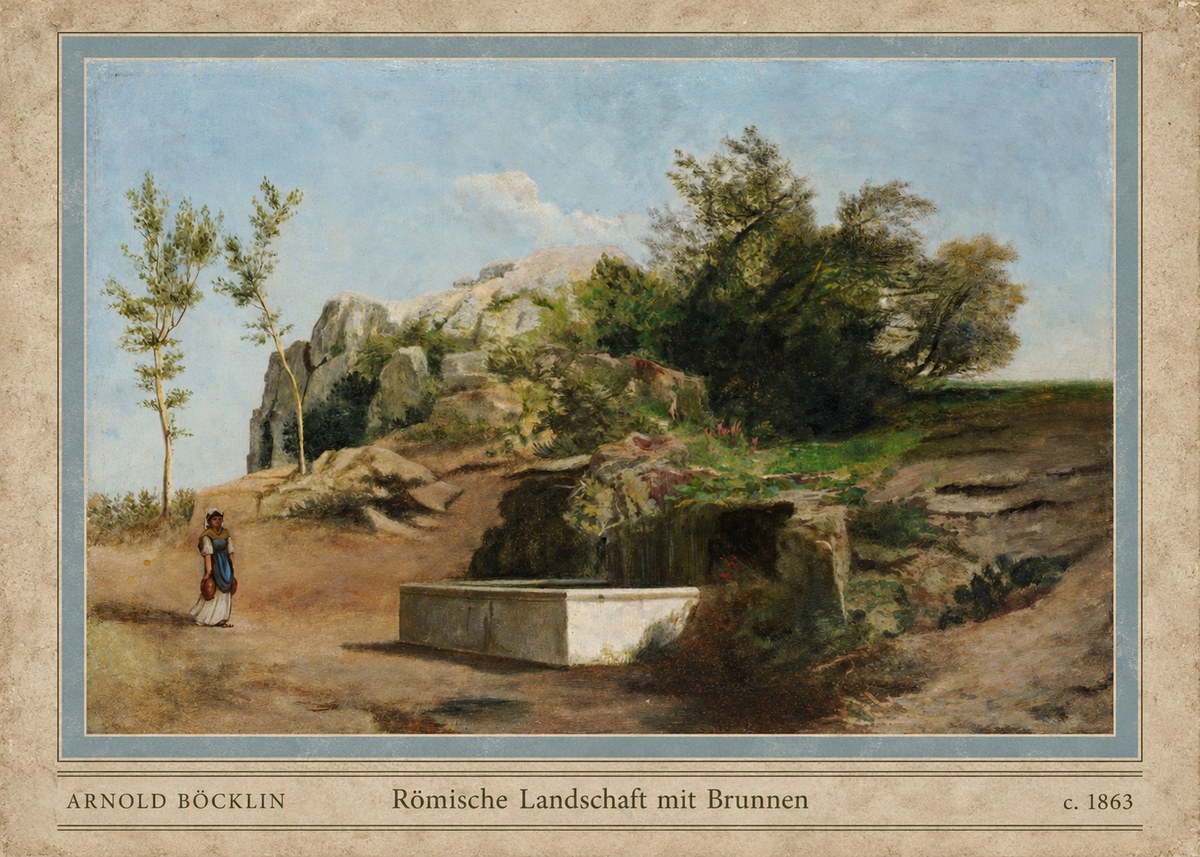 Arnold Böcklin Römische Landschaft Mit Brunnen No4 - Poster