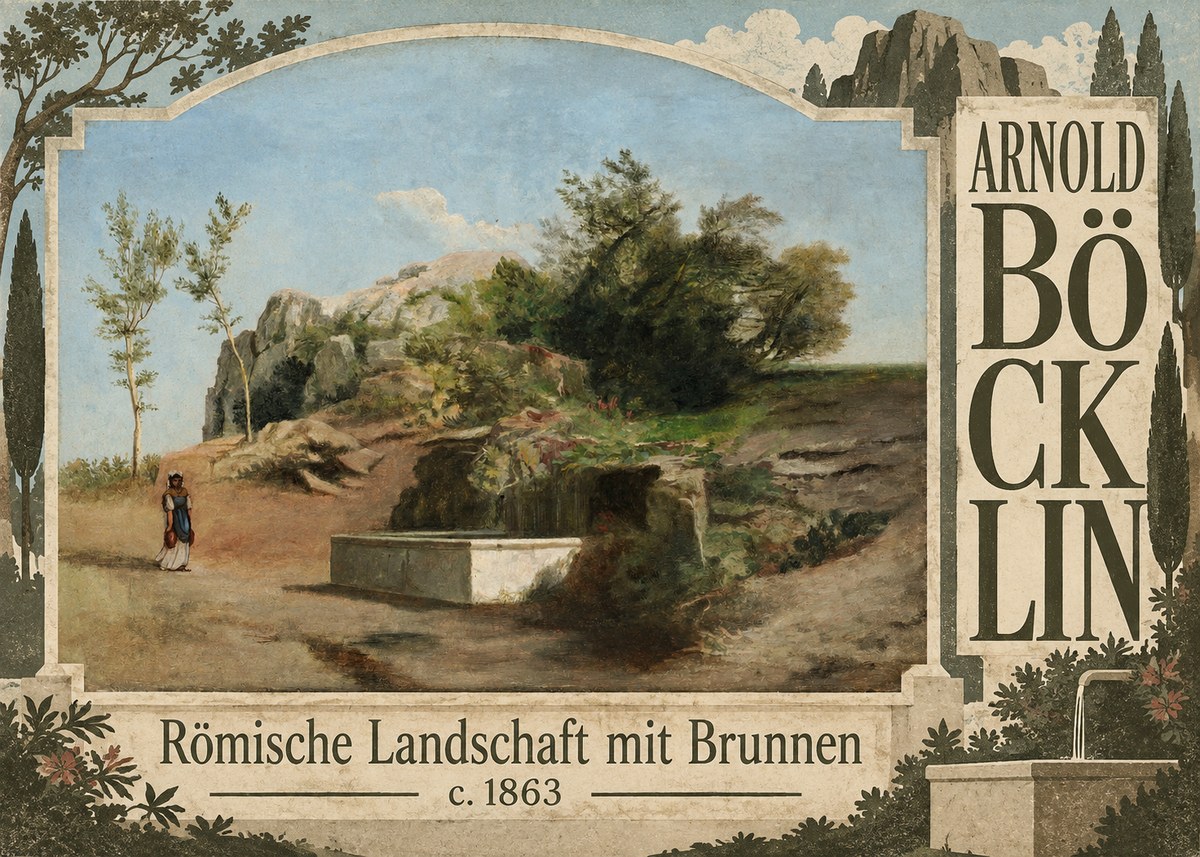 Arnold Böcklin Römische Landschaft Mit Brunnen No6 - Poster