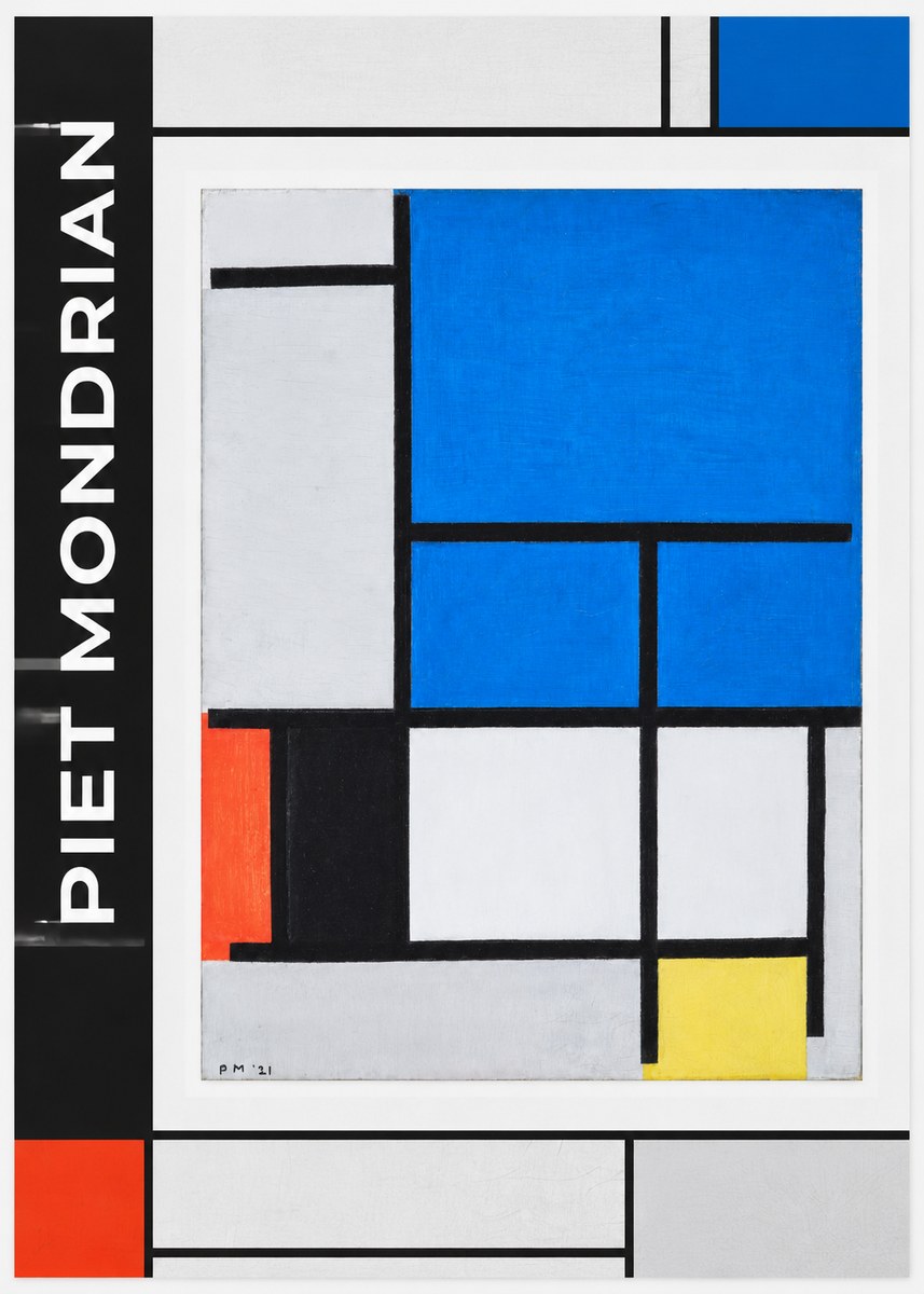 Piet Mondrian Composition with Red, Black, Blue, and Yellow No1 - Poster