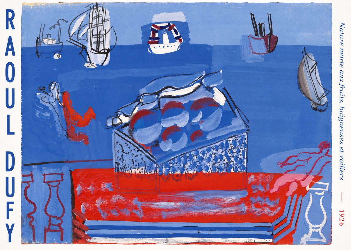 Raoul Dufy Nature Morte Aux Fruits, Baigneuses Et Voiliers No6 - Poster