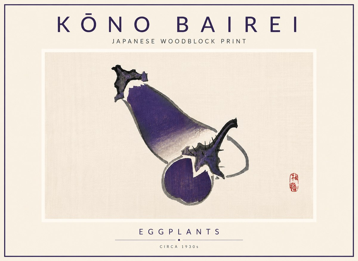 Kōno Bairei Eggplants No6 - Poster