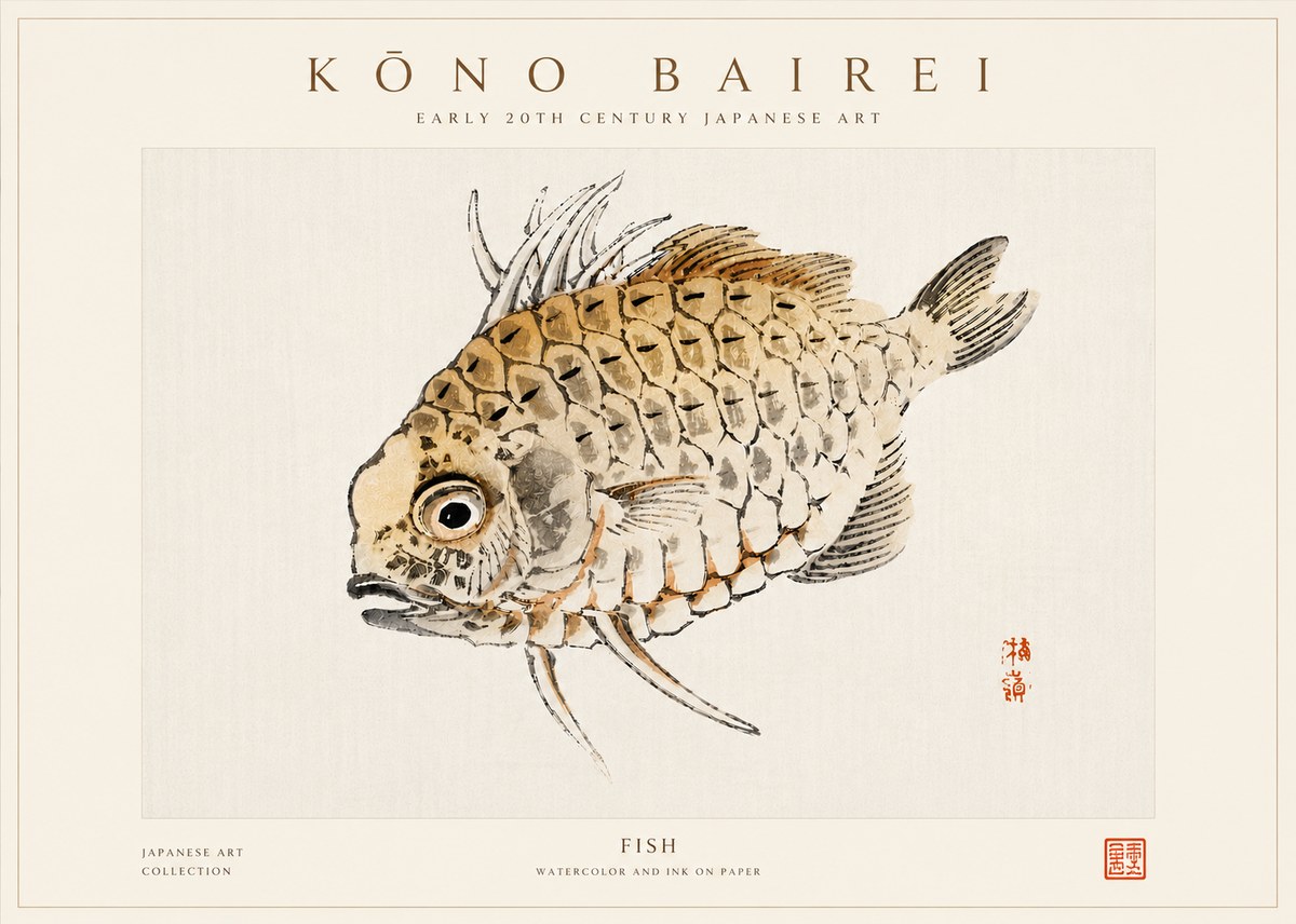 Kōno Bairei Fish III No5 - Poster