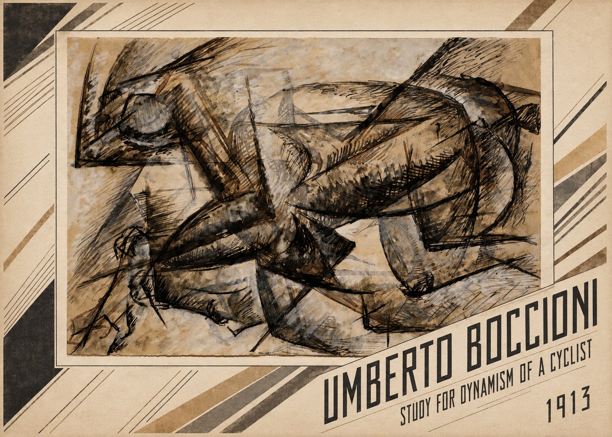 Umberto Boccioni Study for Dynamism of a Cyclist No1 - Poster