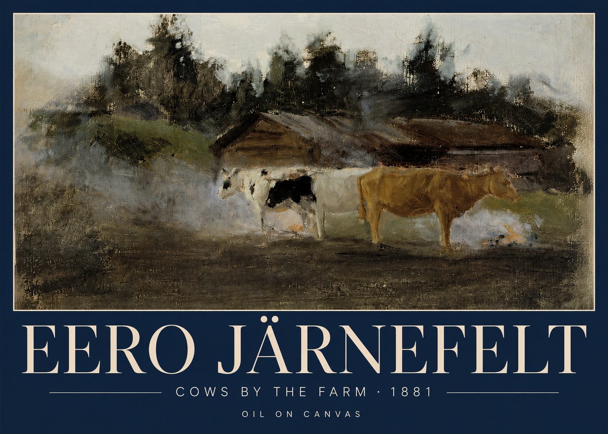 Eero Järnefelt Cows by the Farm · 1881 No5 - Poster