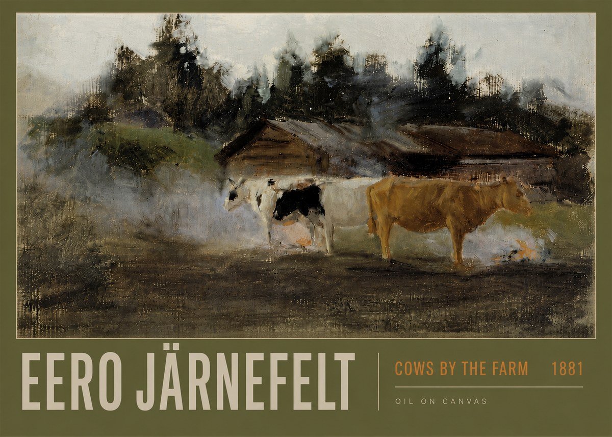 Eero Järnefelt Cows by the Farm · 1881 No6 - Poster