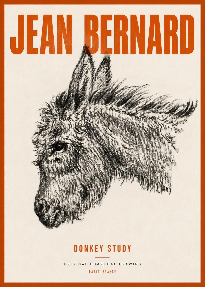 Jean Bernard Donkey Study I No4 - Poster