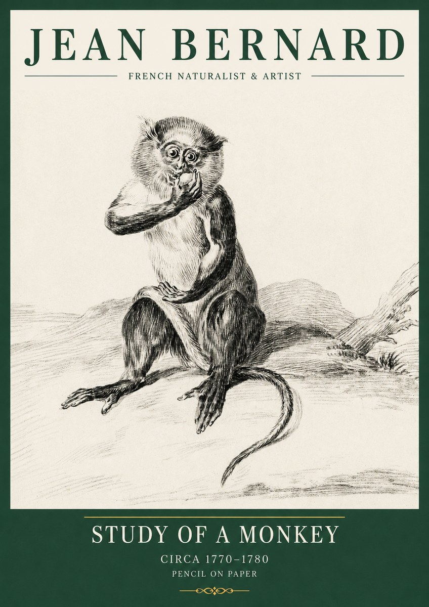 Jean Bernard Study of a Monkey No5 - Poster