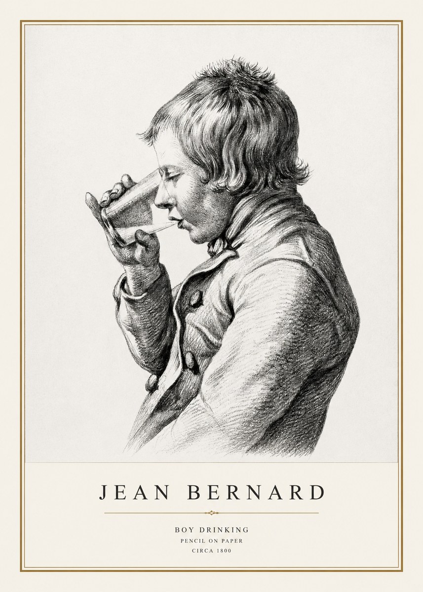 Jean Bernard Young Boy Drinking No3 - Poster