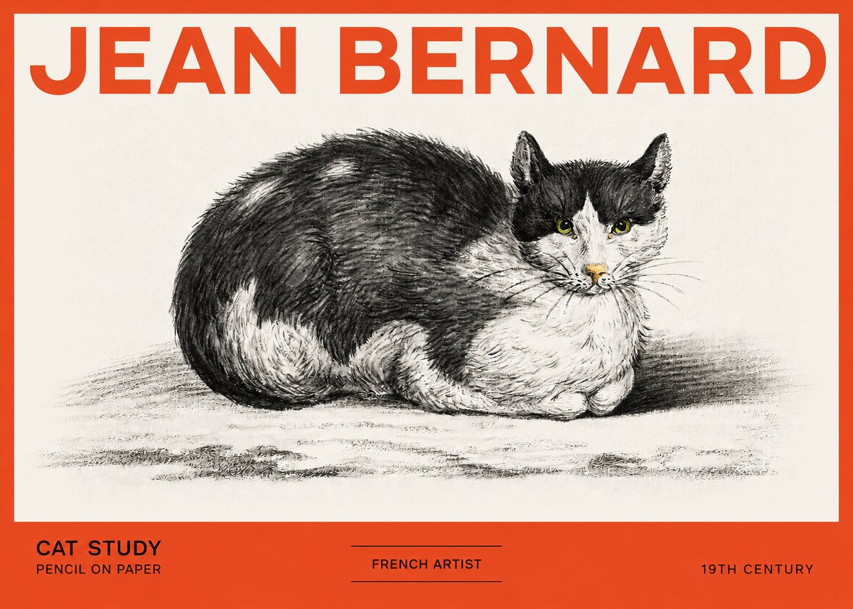 Jean Bernard Cat Study II No2 - Poster