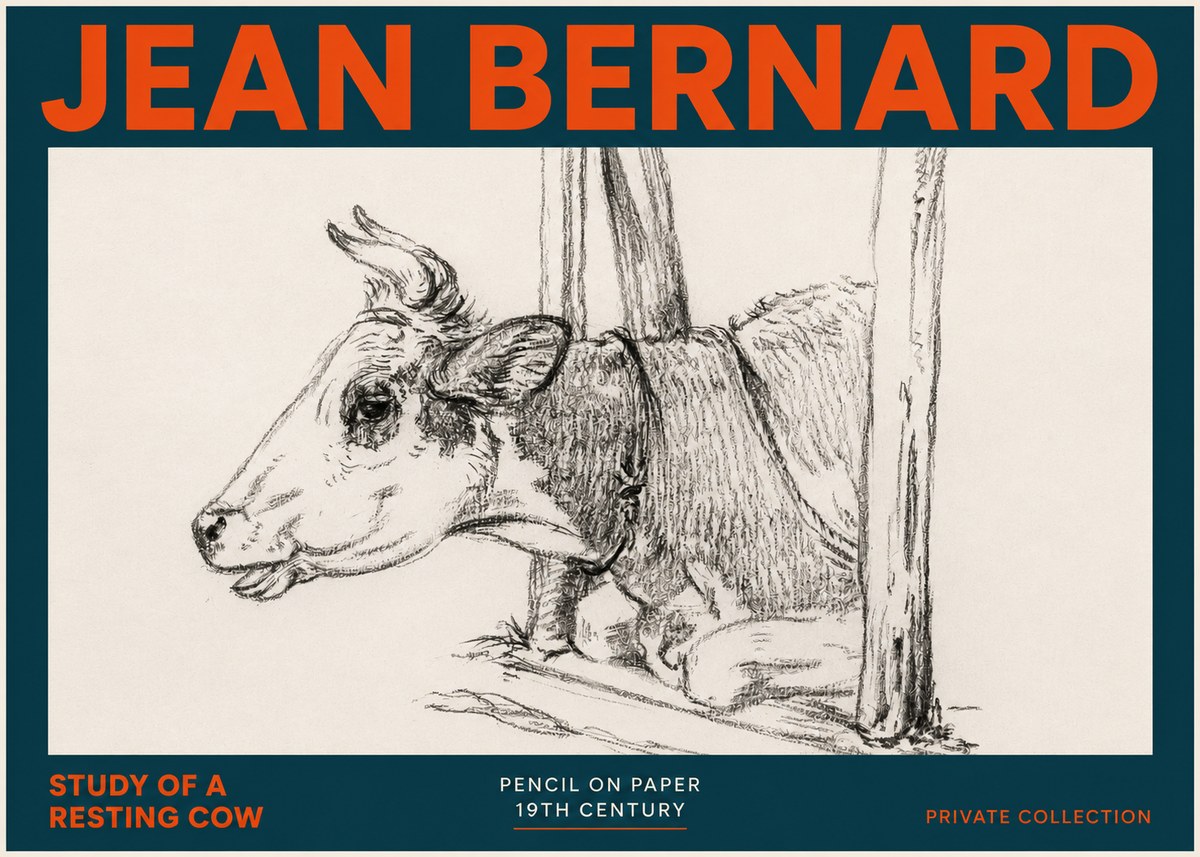 Jean Bernard Study of a Resting Cow II No5 - Poster