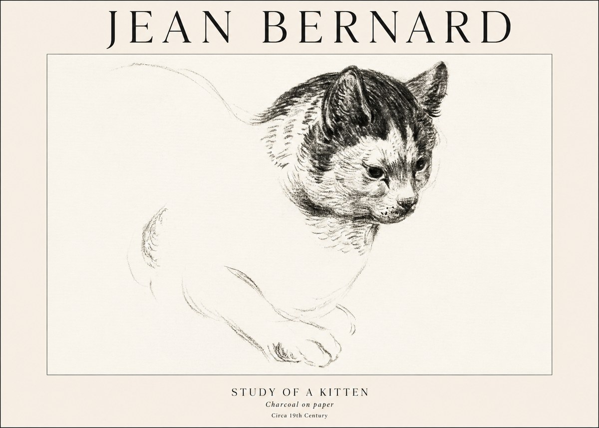 Jean Bernard Study of a Kitten I No1 - Poster
