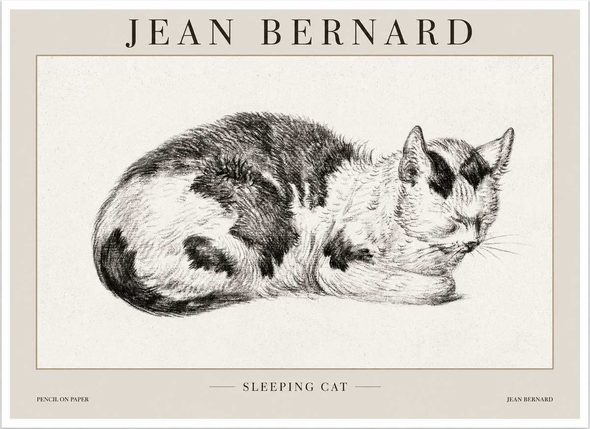 Jean Bernard Sleeping Cat I No1 - Poster