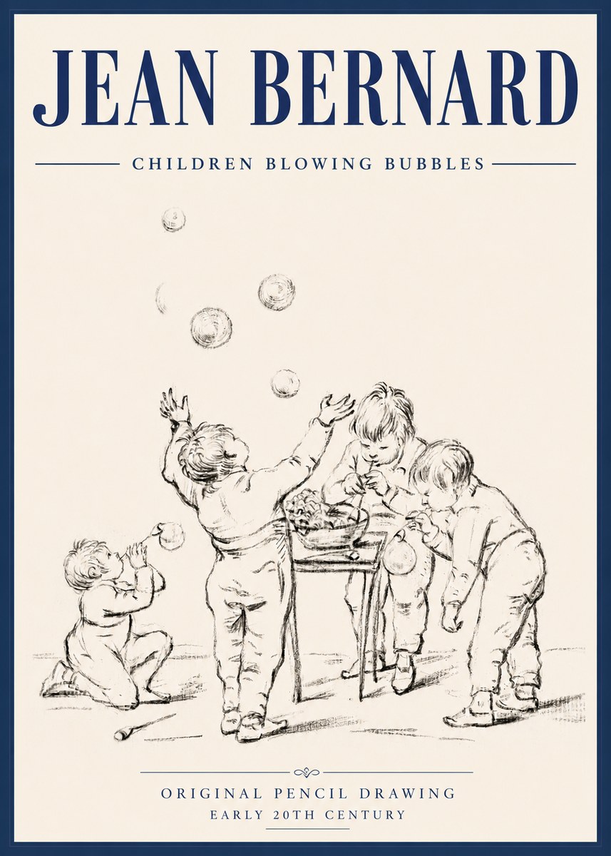 Jean Bernard Children Blowing Bubbles No6 - Poster