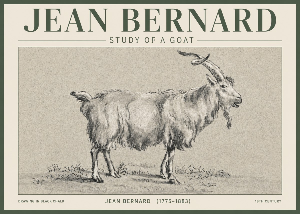 Jean Bernard Study of a Goat II No3 - Poster