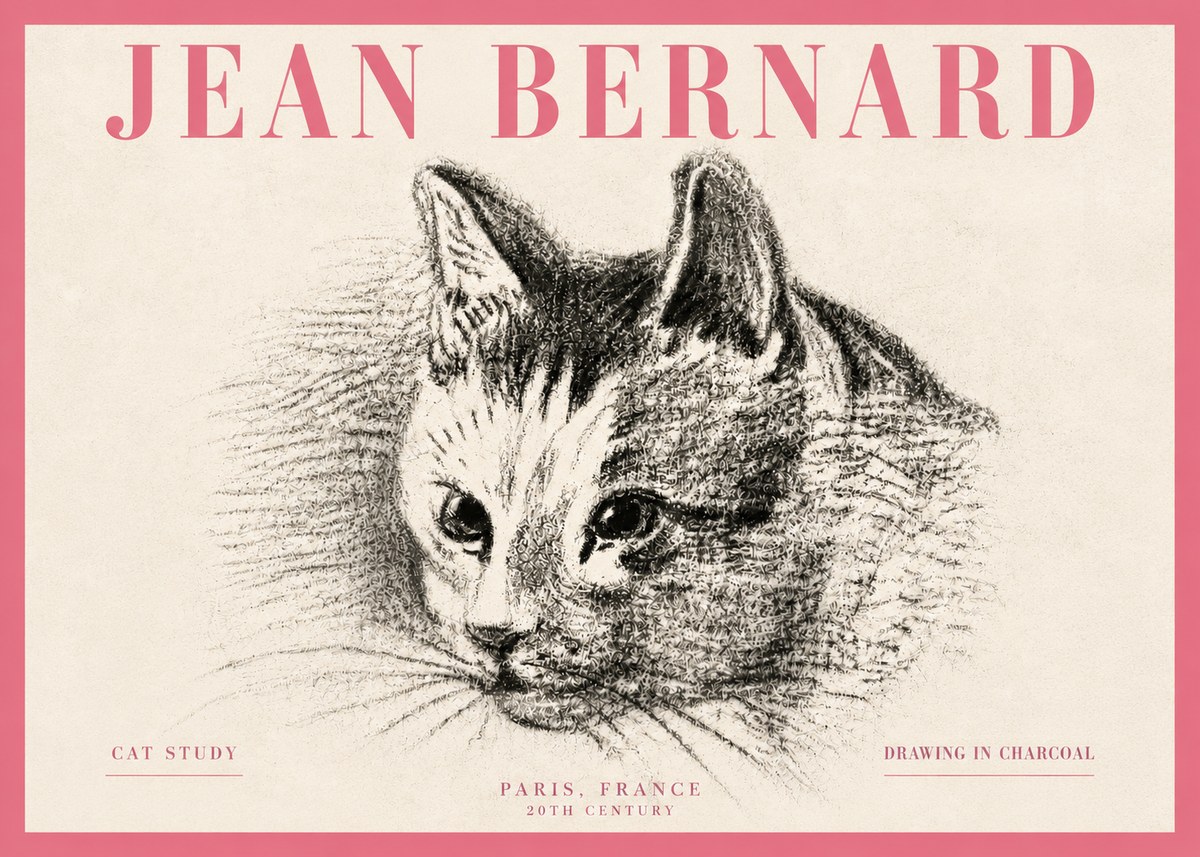 Jean Bernard Cat Study III No5 - Poster