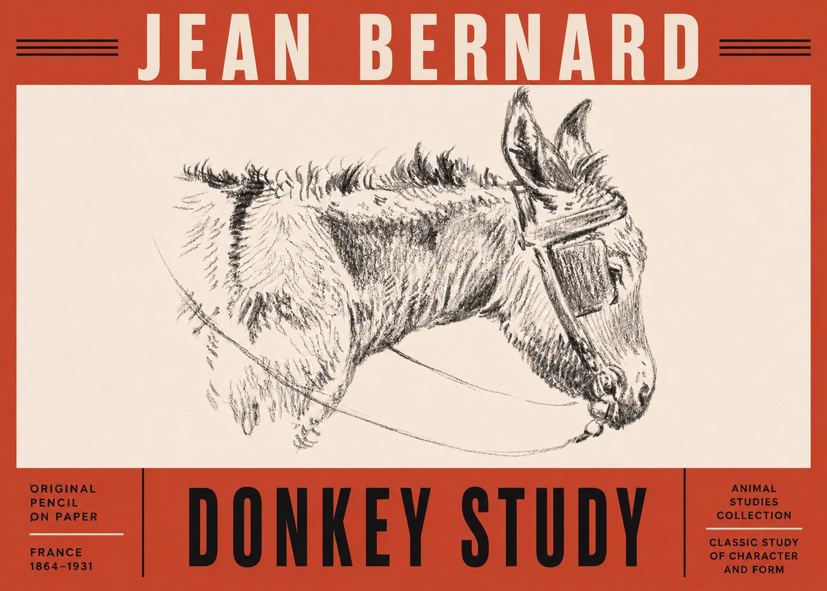 Jean Bernard Donkey Study II No5 - Poster